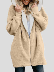 Women's Coats Hooded Zipper Cardigan Fur Coat