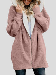 Women's Coats Hooded Zipper Cardigan Fur Coat