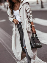 Women's Coats Lapel Button Pockets Irregular Mid-Long Coats