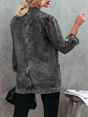 Women's Coats Lapel Long Sleeve Cardigan Denim Coat