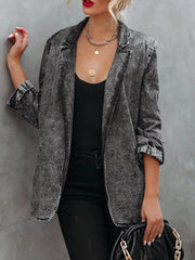 Women's Coats Lapel Long Sleeve Cardigan Denim Coat
