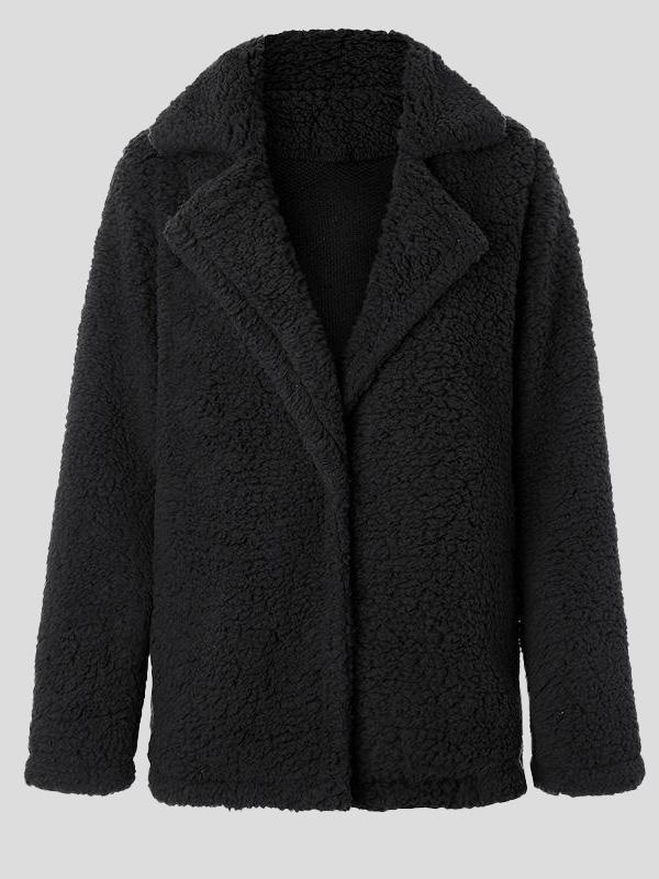 Women's Coats Lapel Long Sleeve Granular Velvet Solid Coat