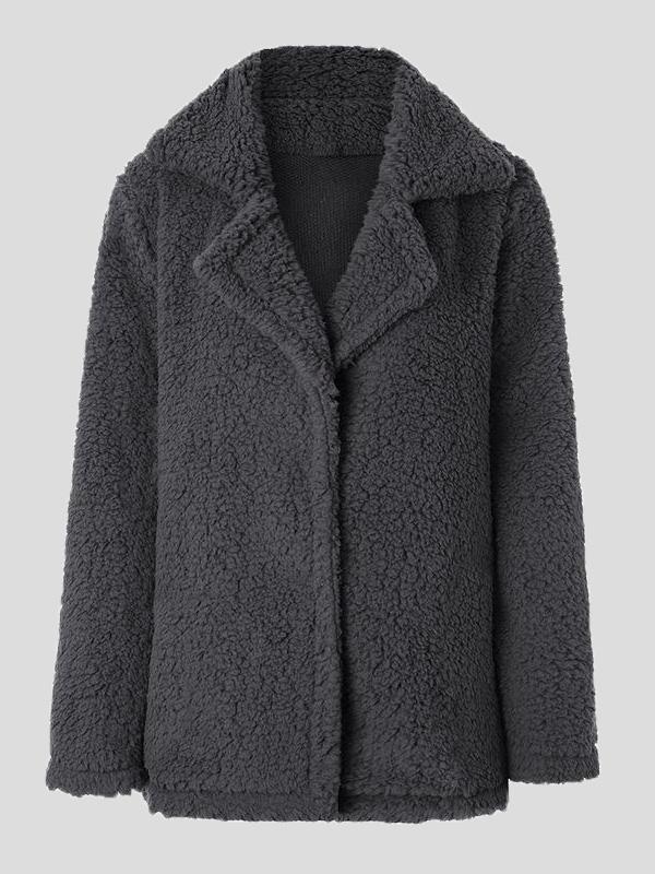 Women's Coats Lapel Long Sleeve Granular Velvet Solid Coat