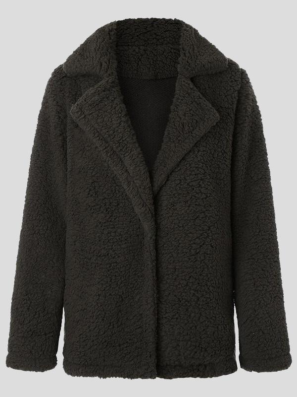Women's Coats Lapel Long Sleeve Granular Velvet Solid Coat