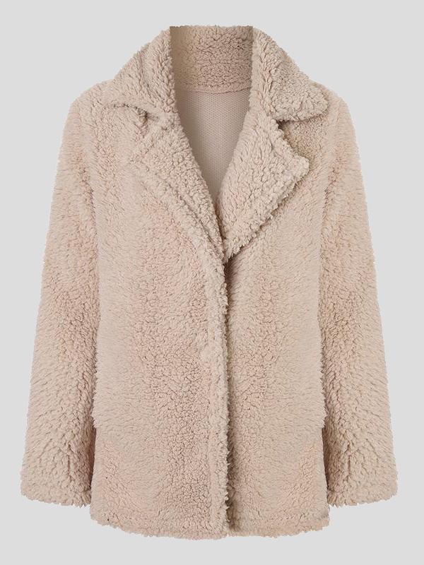 Women's Coats Lapel Long Sleeve Granular Velvet Solid Coat