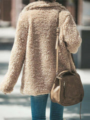 Women's Coats Lapel Long Sleeve Granular Velvet Solid Coat