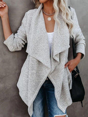 Women's Coats Lapel Pocket Draped Long Sleeve Cardigan Jacket