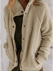 Women's Coats Long Sleeve Button Pocket Loose Coat