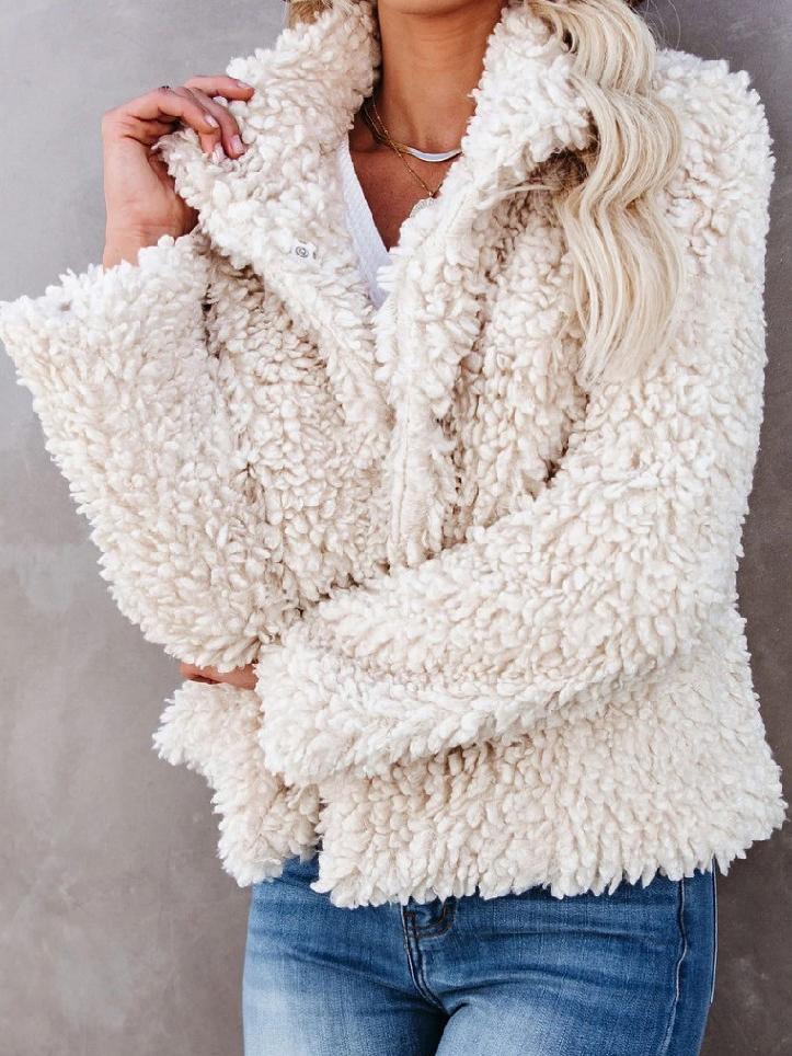 Women's Coats Long Sleeve Lamb Wool Crop Coat