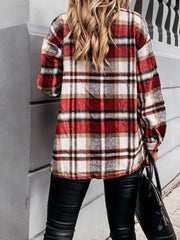 Women's Coats Long Sleeve Pocket Plaid Casual Coats