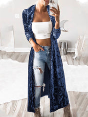 Women's Coats Long Sleeve Velvet Long Cardigan Coat