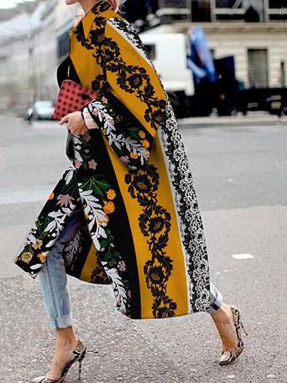 Women's Coats Loose Fashion Printed Flared Sleeve Coat