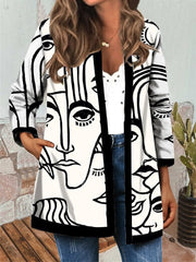 Women's Coats Personalized Print Cardigan Casual Coat