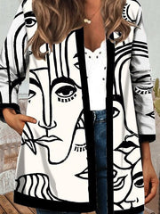 Women's Coats Personalized Print Cardigan Casual Coat