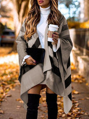 Women's Coats Plaid Double-Purpose Woolen Shawl Coat