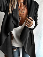 Women's Coats Solid Irregular Long Sleeve Woolen Coat