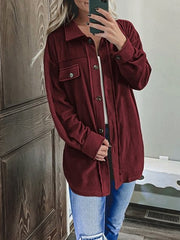 Women's Coats Solid Long Sleeve Lapel Single-Breasted Shirt Coat