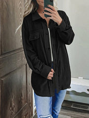 Women's Coats Solid Long Sleeve Lapel Single-Breasted Shirt Coat