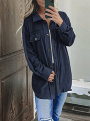 Women's Coats Solid Long Sleeve Lapel Single-Breasted Shirt Coat