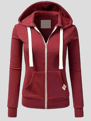 Women's Coats Sports Cardigan Zip Pocket Hooded Coat