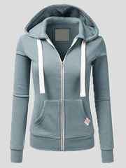 Women's Coats Sports Cardigan Zip Pocket Hooded Coat