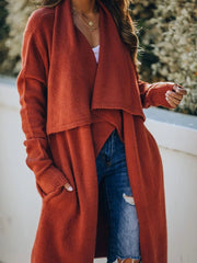 Women's Coats Temperament OL Tongle Long Sleeve Long Knit Coat