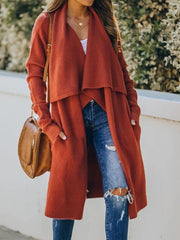 Women's Coats Temperament OL Tongle Long Sleeve Long Knit Coat