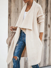 Women's Coats Temperament OL Tongle Long Sleeve Long Knit Coat