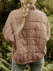 Women's Coats Zipper Pocket Long Sleeve Stand Collar Cotton Coat