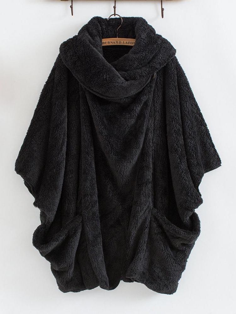 Women's Plush Turtleneck Cardigan Coat