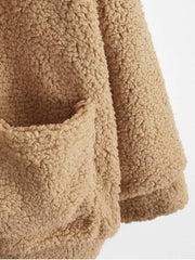 Yasmine Bateman Pocket Zipper Drop Shoulder Fluffy Teddy Coat