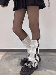 Zip Up Knitted Leg Warmer